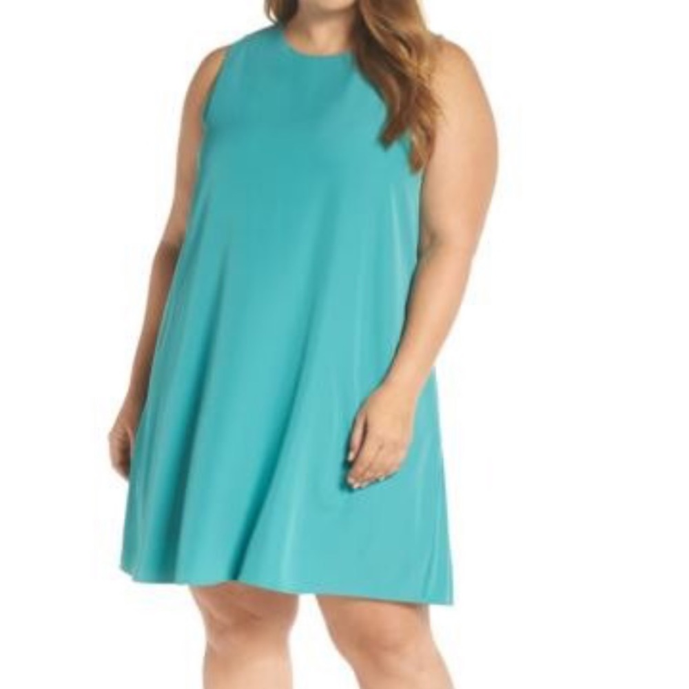 Chelsea28 Ruffle Back Shift Dress Teal Plus Plus Size 2X NWT